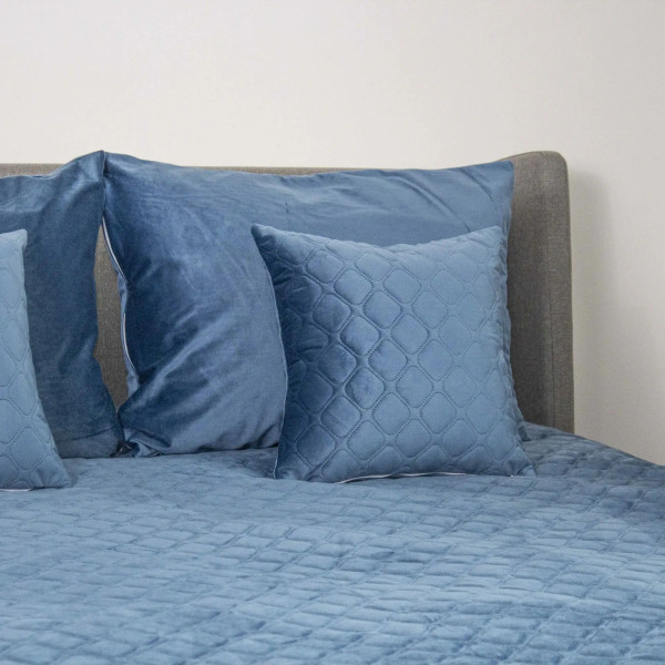 Фото - Покрывало двуспальное ТЕП VELOUR 180х240 см ДАРК БЛУ/Ромб круглый (4-00516_33876)