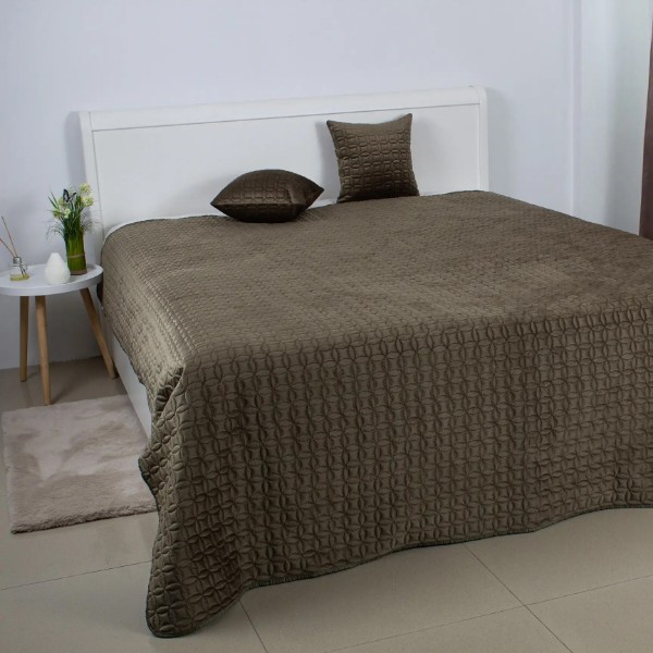 Фото - Покрывало двуспальное ТЕП VELOUR 240х260 см Хаки/Мозаика (4-00518_36199)