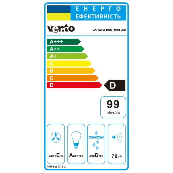 Фото - Витяжка вбудована Ventolux GARDA 60 MBG (1100) LED