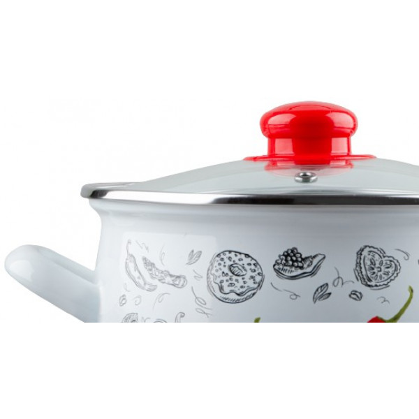 Фото - Кастрюля Gusto GT-T-120-WR Перчинка белая 20 см 4.0 л