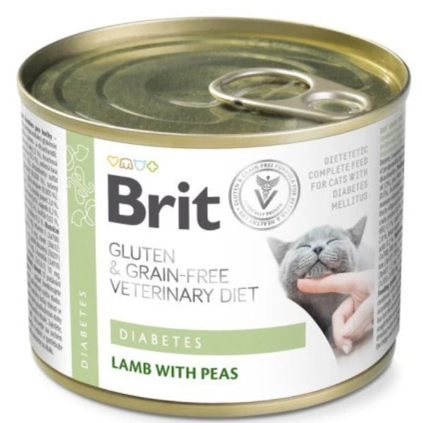 Фото - Паштет для кошек Brit VetDiets Grain Free Veterinary Diabetes с сахарным диабетом 200г (8595602549832)