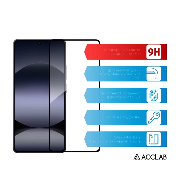 Фото - Захисне скло для смартфону ACCLAB 9H for Xiaomi Redmi Note 14S 4G Black (1283126620805)