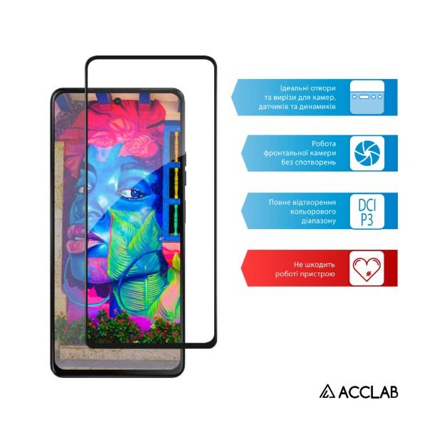 Фото - Захисне скло для смартфону ACCLAB Full Glue ESD for Motorola G77 Black (1283126636936)