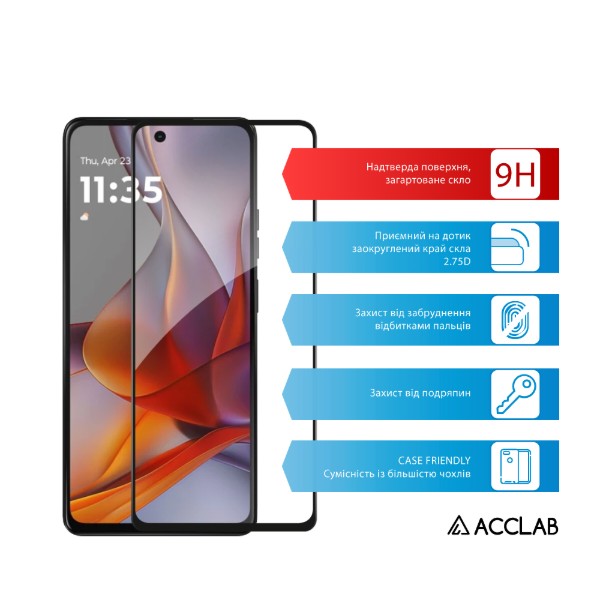 Фото - Захисне скло для смартфону ACCLAB Full Glue ESD for Motorola G77 Black (1283126636936)