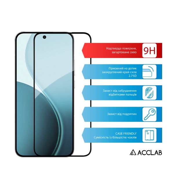 Фото - Захисне скло для смартфону ACCLAB 9H for Oppo A6 pro Black (1283126637155)