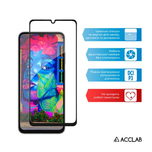 Фото - Защитное стекло для смартфона ACCLAB 9H for Samsung Galaxy A08/Galaxy A07 Black (1283126640933)