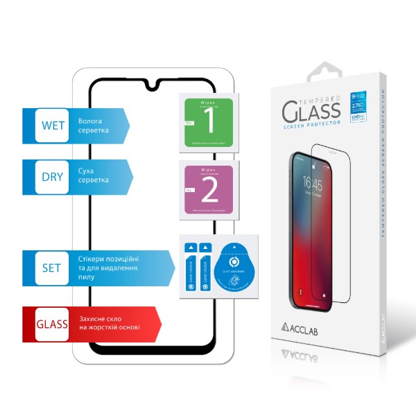 Фото - Захисне скло для смартфону ACCLAB 9H for Samsung Galaxy A18/Galaxy A17 Black (1283126641107)