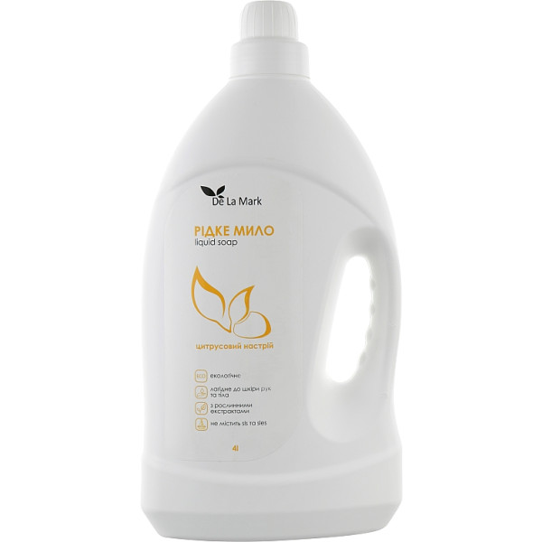 Фото - Рідке мило для рук DeLaMark Цитрусовий настрій 4 л (4820152332035)