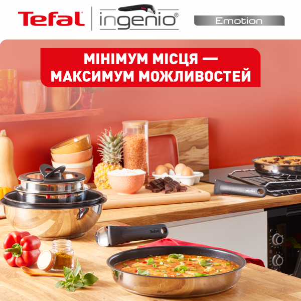 Фото - Набор посуды со съемной ручкой Tefal L948S804 Ingenio Emotion 8 пр.