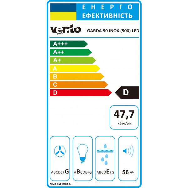 Фото - Витяжка вбудована Ventolux GARDA 50 INOX (500) LED