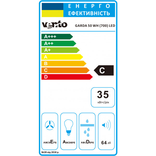 Фото - Витяжка вбудована Ventolux GARDA 50 WH (700) LED
