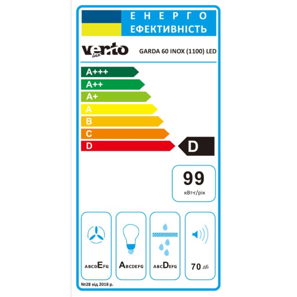 Фото - Витяжка вбудована Ventolux GARDA 60 BG (1100) LED