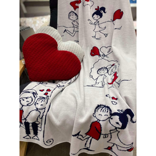 Фото - Подушка декоративна Прованс в'язана біла 40х33 "Серце" (012112)