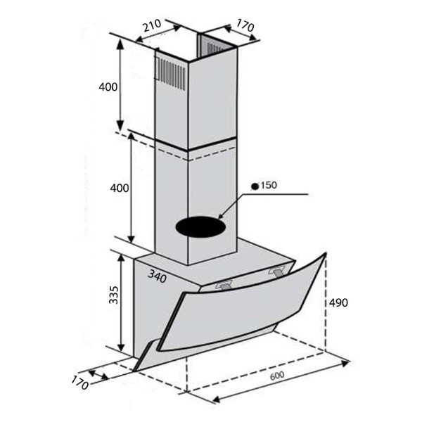 Фото - Витяжка декоративна Ventolux WAVE 60 BK (900) TRC