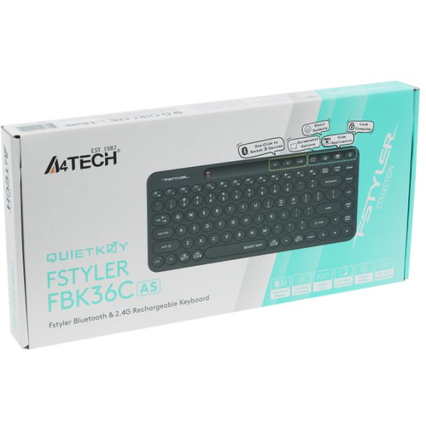 Фото - Клавіатура бездротова A4tech FBK36C AS (Black)