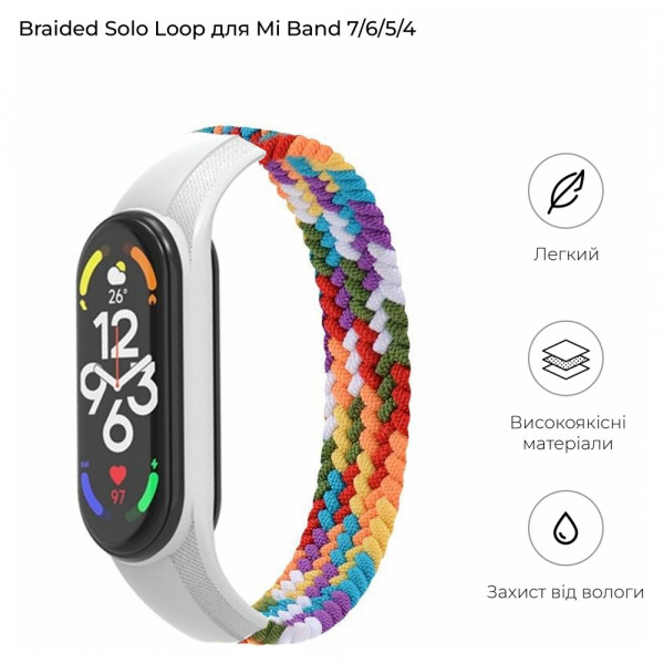 Фото - Ремінець для фітнес-браслету Armorstandart Braided Solo Loop for Xiaomi Mi Band 7/6/5/4 Pride Edition size M (ARM64940)