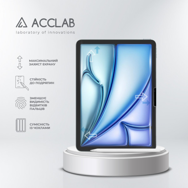 Фото - Защитное стекло для планшета ACCLAB Full Glue for Apple iPad Air 11 (2024) (1283126593703)