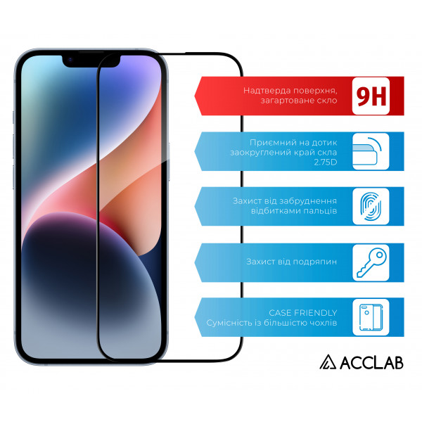 Фото - Захисне скло для смартфону ACCLAB Full Glue for Apple iPhone 14 Plus (1283126541964)