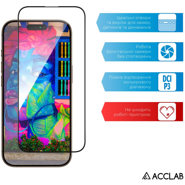 Фото - Захисне скло для смартфону ACCLAB 9H for Apple iPhone 16 Pro Max Black (1283126594151)