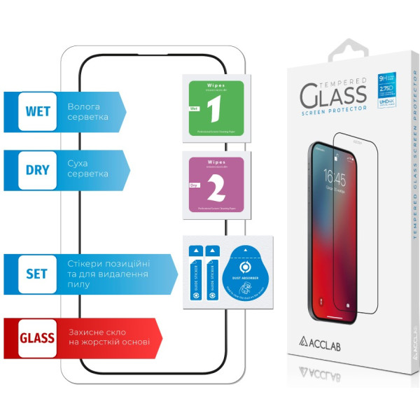 Фото - Захисне скло для смартфону ACCLAB 9H for Apple iPhone 16 Pro Max Black (1283126594151)