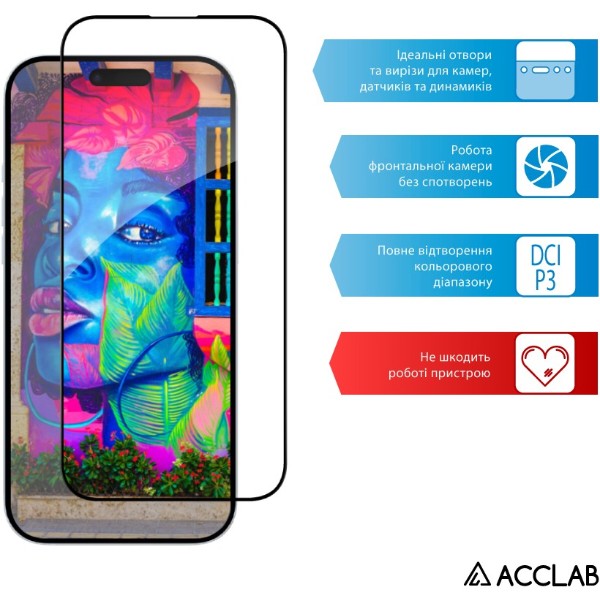 Фото - Защитное стекло для смартфона ACCLAB 9H for Apple iPhone 17 Air Black (1283126625930)