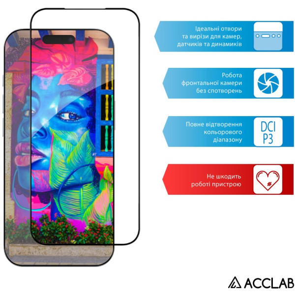 Фото - Защитное стекло для смартфона ACCLAB 9H for Apple iPhone 17 Pro Max Black (1283126625947)