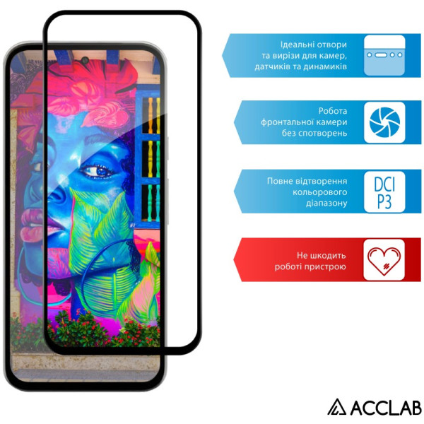 Фото - Захисне скло для смартфону ACCLAB 9H for Google Pixel 8a Black (1283126625329)