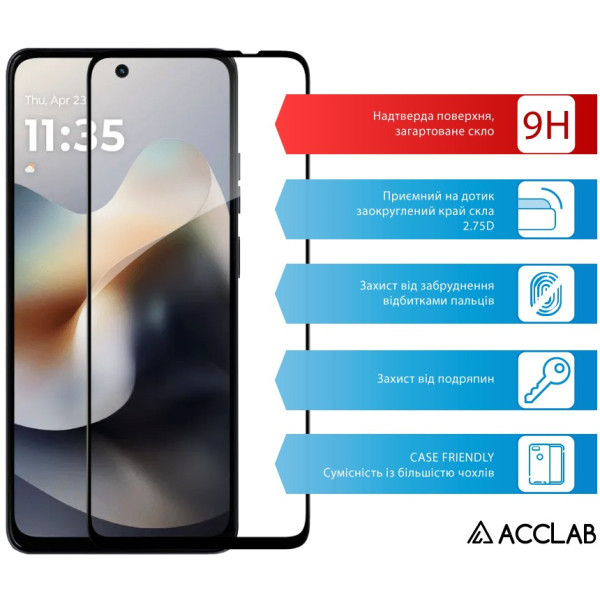 Фото - Защитное стекло для смартфона ACCLAB 9H for Moto G36 / G36 Power Black (1283126636417)