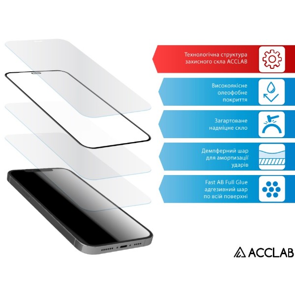 Фото - Защитное стекло для смартфона ACCLAB 9H for Moto G57 / G57 Power Black (1283126634383)
