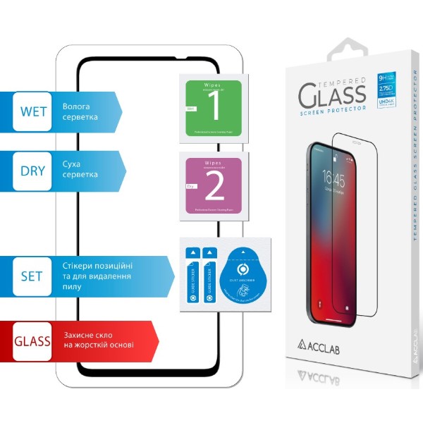 Фото - Защитное стекло для смартфона ACCLAB 9H for Moto G57 / G57 Power Black (1283126634383)