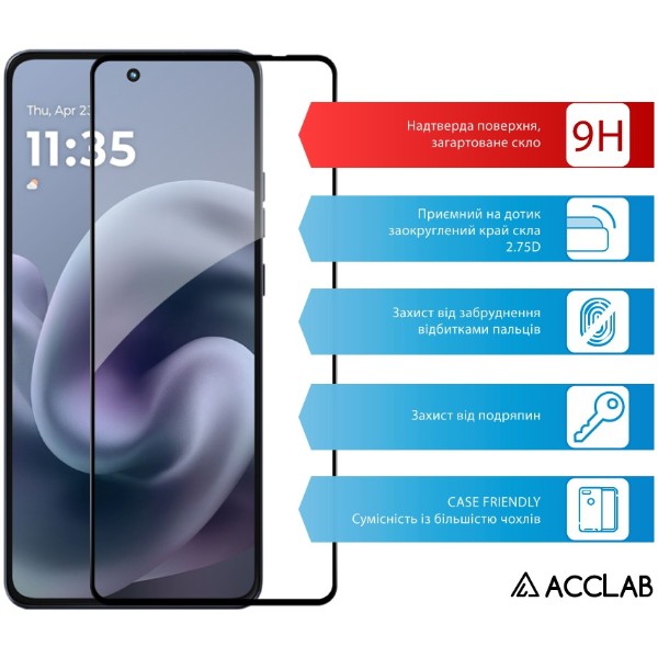 Фото - Захисне скло для смартфону ACCLAB 9H for Moto G86 / G86 Power Black (1283126627590)