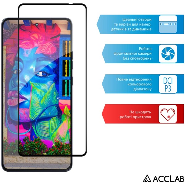 Фото - Захисне скло для смартфону ACCLAB 9H for Moto G86 / G86 Power Black (1283126627590)