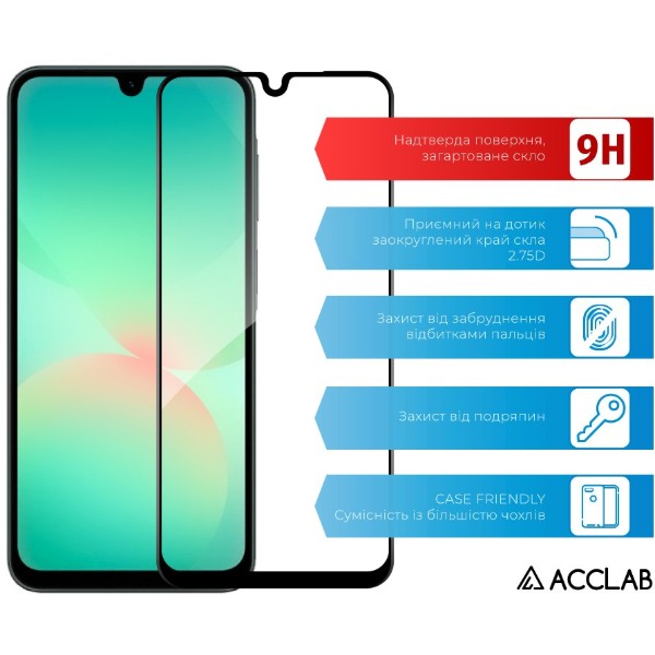 Фото - Захисне скло для смартфону ACCLAB 9H for Samsung Galaxy A27 / Galaxy A17 Black (1283126636172)