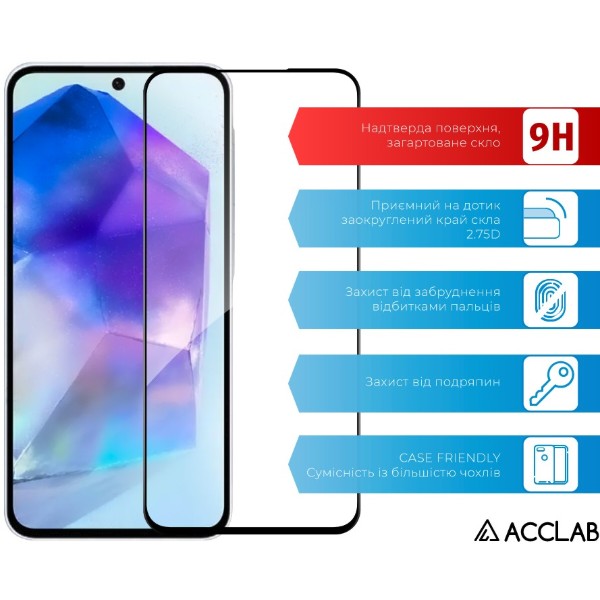 Фото - Защитное стекло для смартфона ACCLAB 9H for Samsung Galaxy A57 Black (1283126634901)