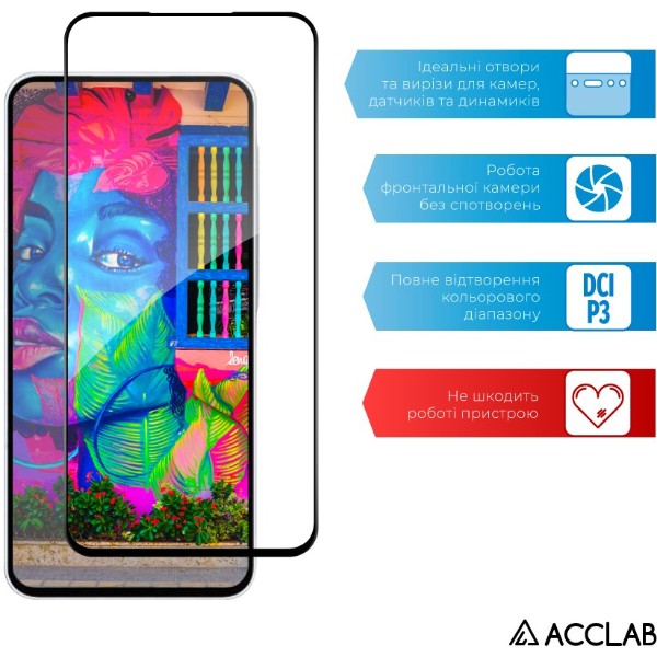Фото - Защитное стекло для смартфона ACCLAB 9H for Samsung Galaxy A57 Black (1283126634901)