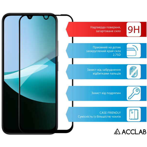 Фото - Защитное стекло для смартфона ACCLAB 9H for Xiaomi Redmi 15C / Redmi 15C 4G / Poco C85 4G Black (1283126625770)