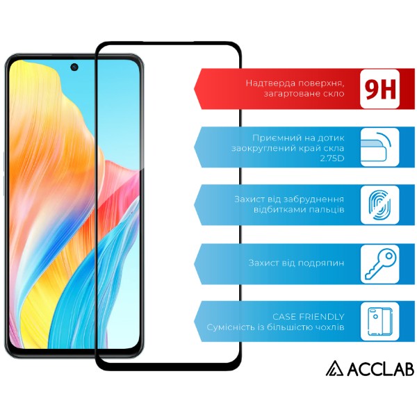 Фото - Защитное стекло для смартфона ACCLAB Full Glue for Oppo A98 Black (1283126583520)