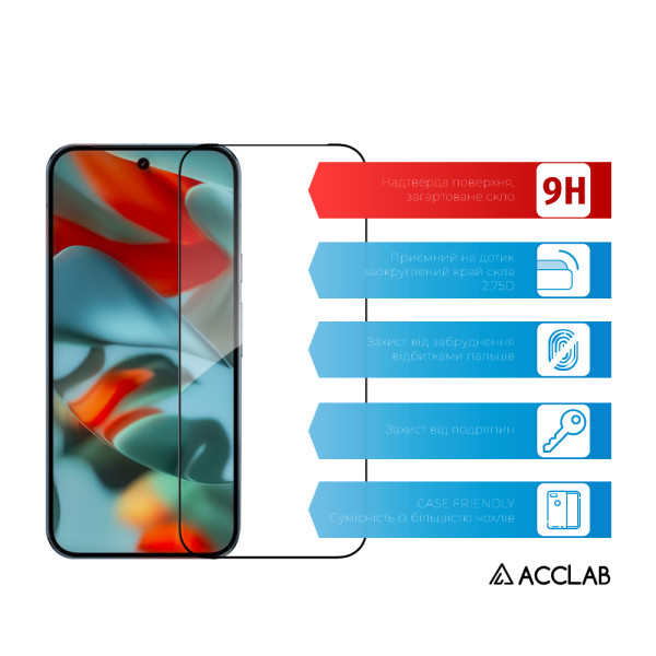 Фото - Защитное стекло для смартфона ACCLAB 9H for Google Pixel 9 Pro / Pixel 9 Black (1283126620409)