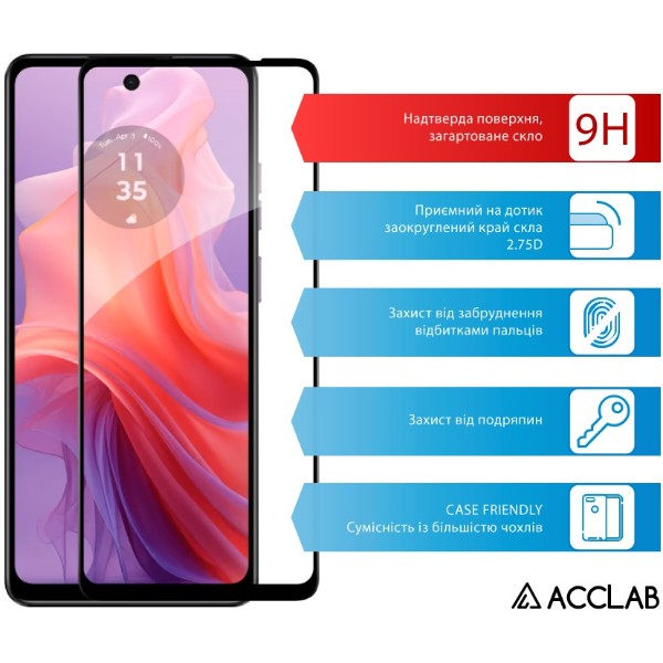 Фото - Защитное стекло для смартфона ACCLAB 9H for MOTO E14 Black (1283126597688)