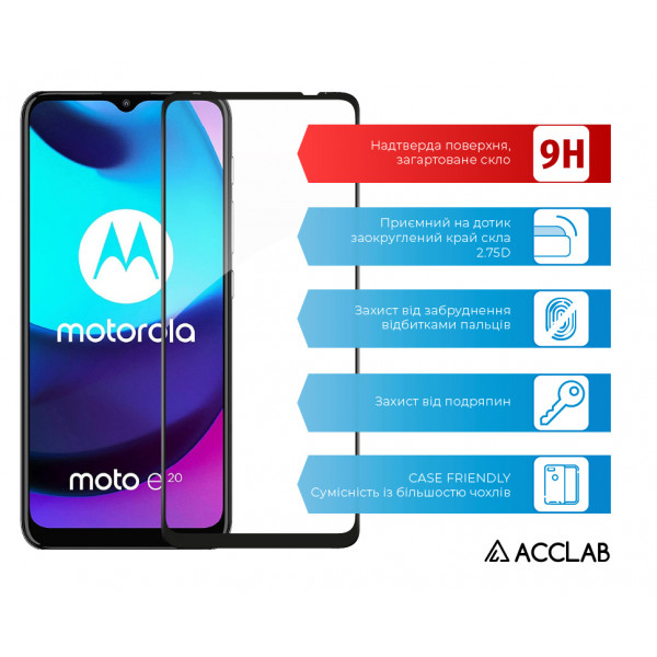 Фото - Захисне скло для смартфону ACCLAB Full Glue for MOTO E20 Black (1283126521232)