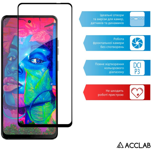 Фото - Защитное стекло для смартфона ACCLAB 9H for Moto G04 / G04s Black (1283126594250)