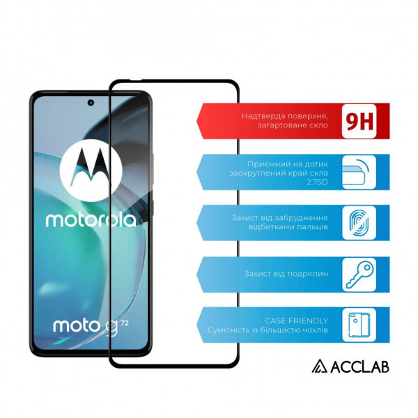 Фото - Защитное стекло для смартфона ACCLAB Full Glue for Moto G72 (1283126583025)