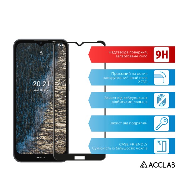 Фото - Захисне скло для смартфону ACCLAB Full Glue for Nokia C10/C20 (1283126512308)