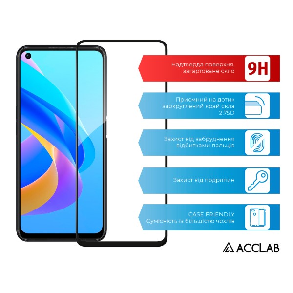 Фото - Захисне скло для смартфону ACCLAB Full Glue for Oppo A76 4G Black (1283126528859)