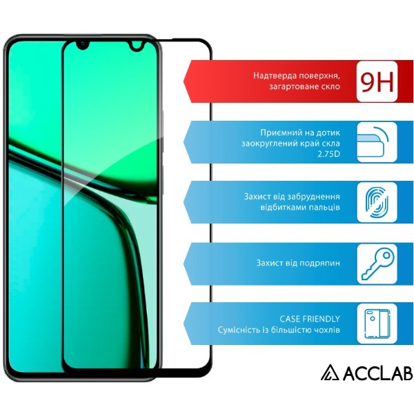 Фото - Захисне скло для смартфону ACCLAB 9H for Realme C61 / С63 Black (1283126594038)