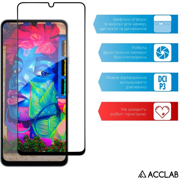 Фото - Защитное стекло для смартфона ACCLAB 9H for Samsung Galaxy A06 5G Black (1283126612978)