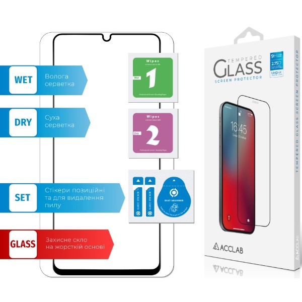 Фото - Защитное стекло для смартфона ACCLAB 9H for Samsung Galaxy A06 5G Black (1283126612978)