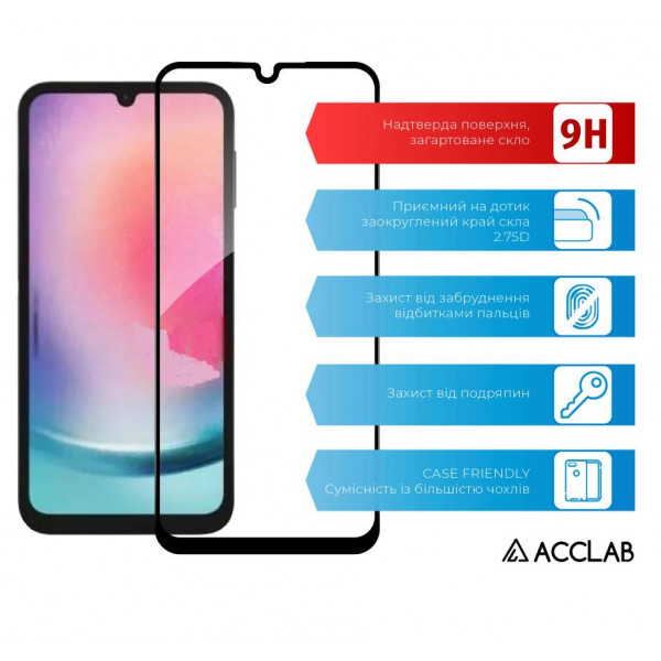 Фото - Защитное стекло для смартфона ACCLAB Full Glue for Samsung A24 (1283126573682)