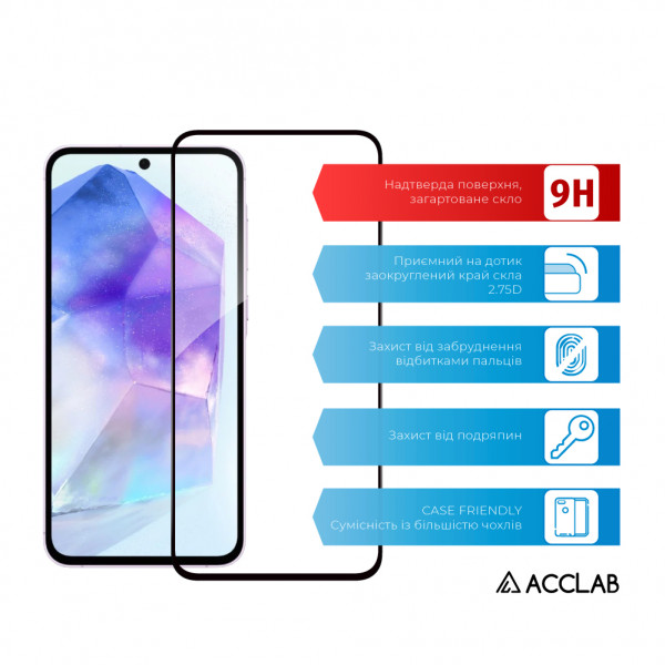 Фото - Защитное стекло для смартфона ACCLAB Full Glue for Samsung A55 (1283126588839)