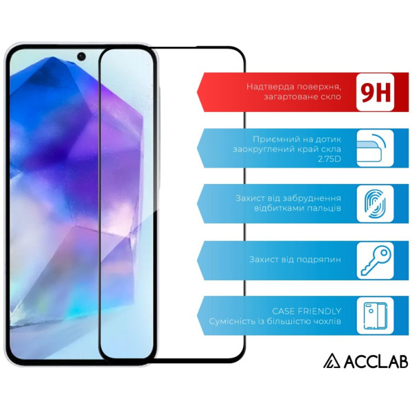 Фото - Захисне скло для смартфону ACCLAB Full Glue for Samsung A56 Black (1283126613029)